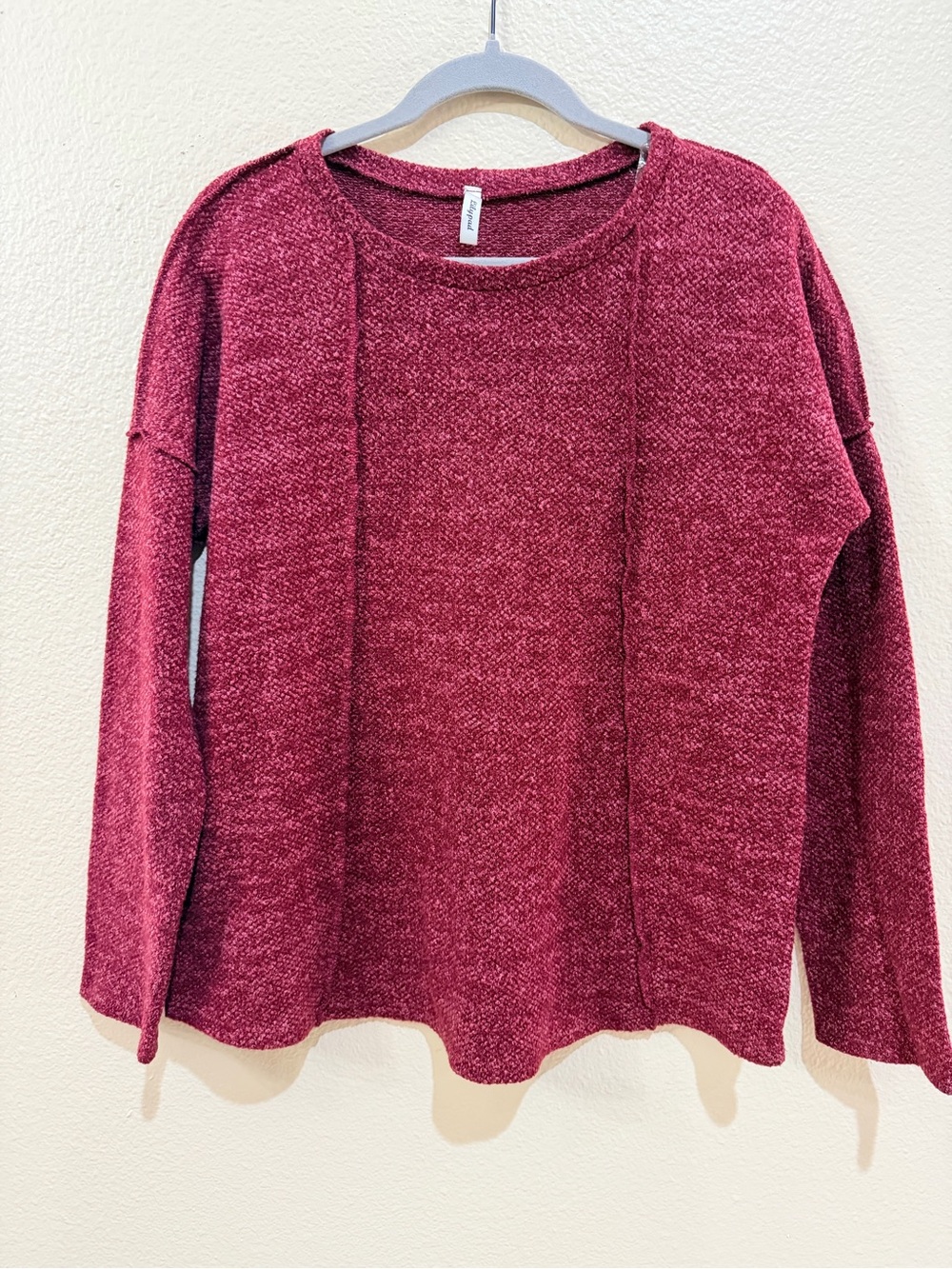 Lilypad Burgundy Marled Knit Long Sleeve Pullover Top Size L